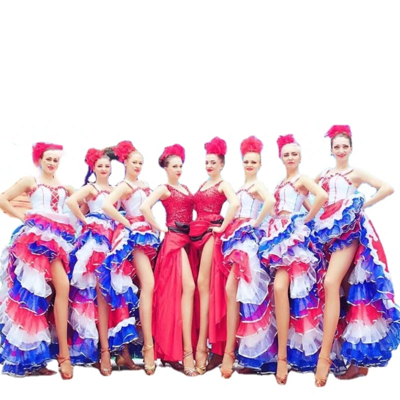 

Opening Dance Costume French Can-can Dresses Headwear Cancan Stage Performance Women