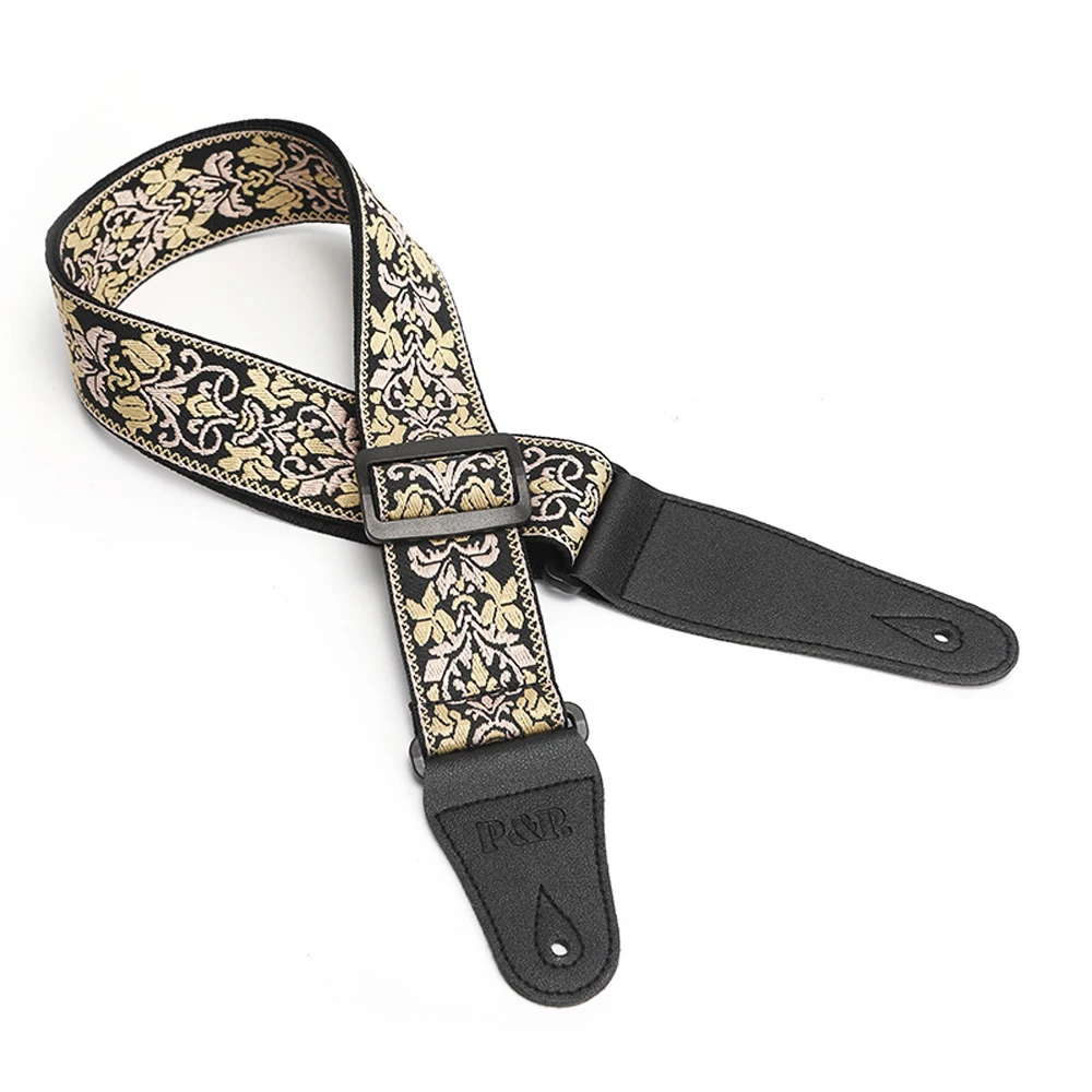 Adjustable Guitar Strap Ethnic Style Embroidery Widen Thicken Folk Guitar Bass Strap Accessories