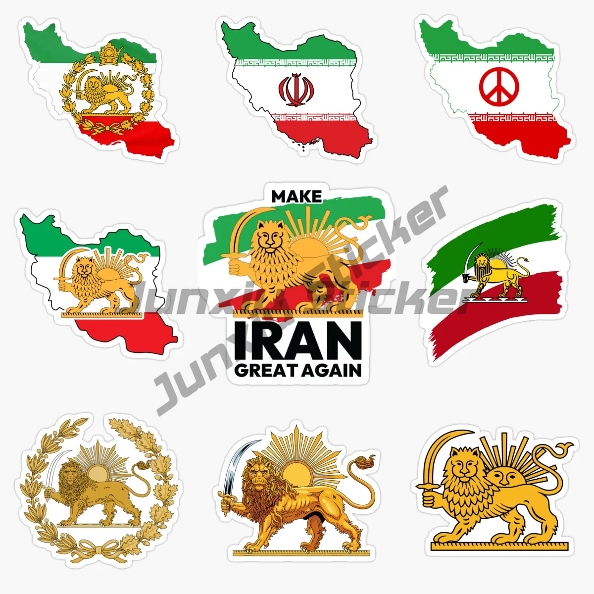 

IRAN Former Persian National Emblem National Emblem Vinyl Self-adhesive Waterproof Car Sticker Car Decoration Accessories