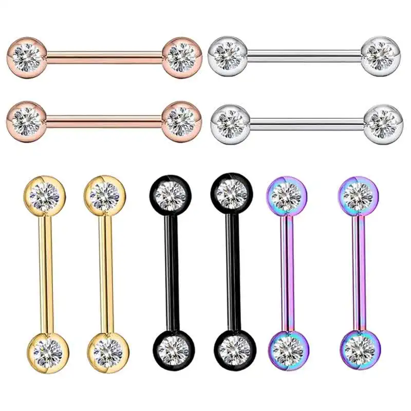 Stainless Steel Tongue Piercing Barbell Nipple Ring Bar Tongue Stud Dumbbell Retainer for Women Men Sexy Body Jewelry 14G nippl