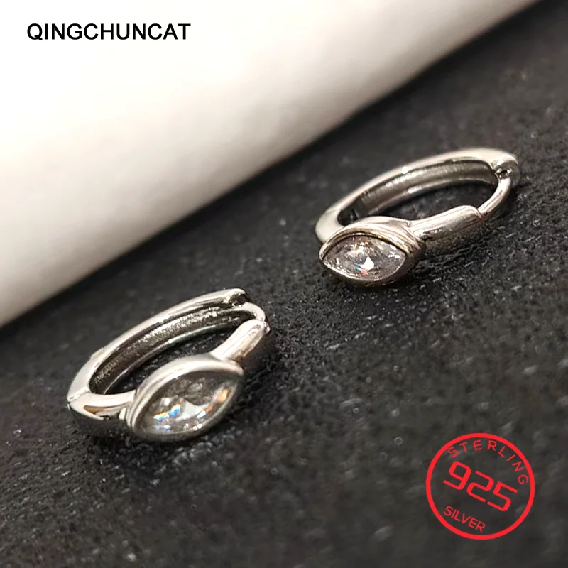 

Lucky Simple Trendy Female Hoop Earrings Buckle For Women Wedding Statement Fine 2 Colors For Choice Stamp 925 Sterling Silver