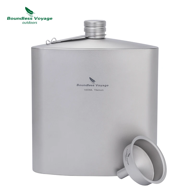 

Титановая бутылка для воды Boundless Voyage 1,4 л, уличная бутылка для кемпинга, пешего туризма, спорта, гидратации с герметичным зажимом Ti3265D