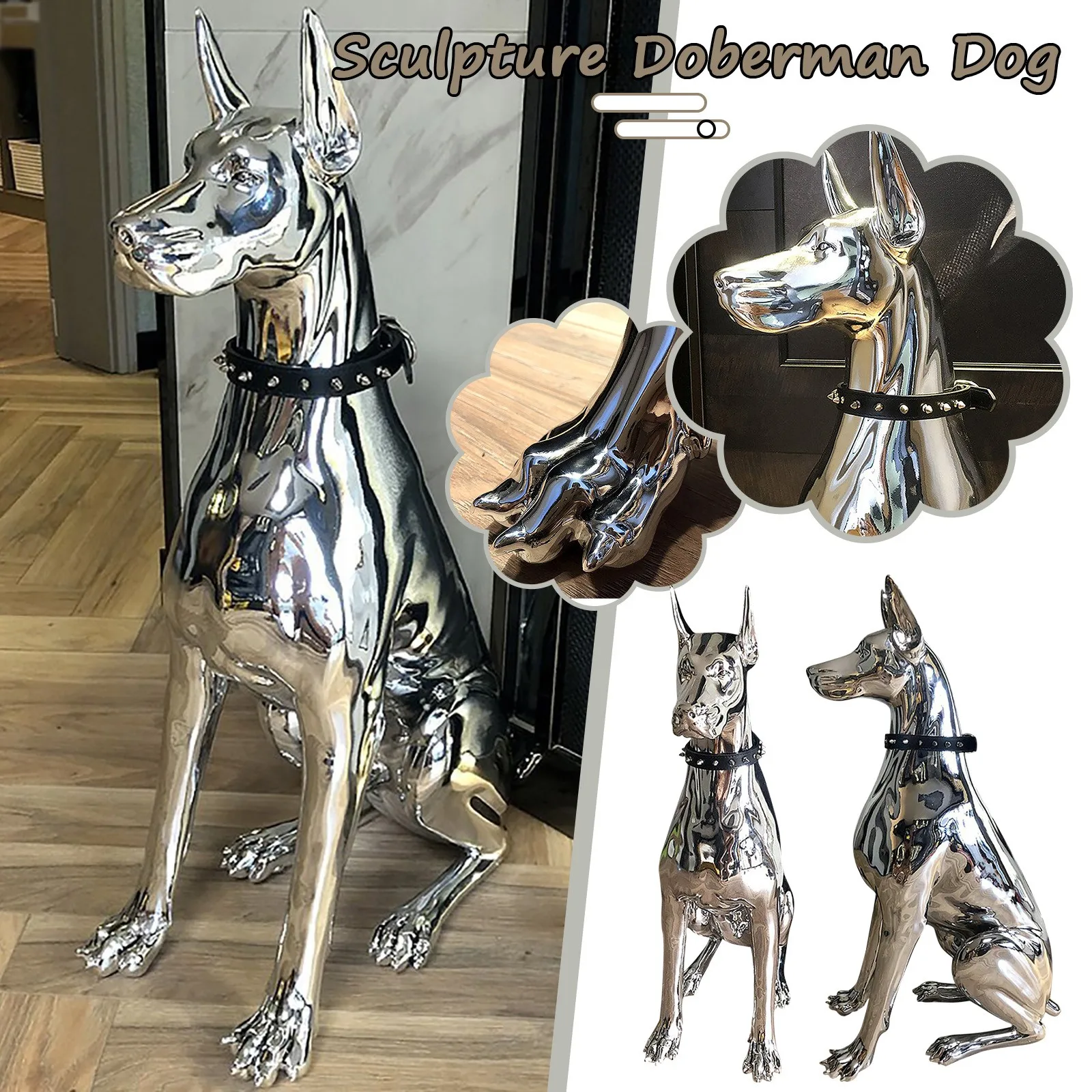 Doberman Dog, Modern Sculpture,Dog Statues and Figurines for Home Decor Accents, Small Size 7