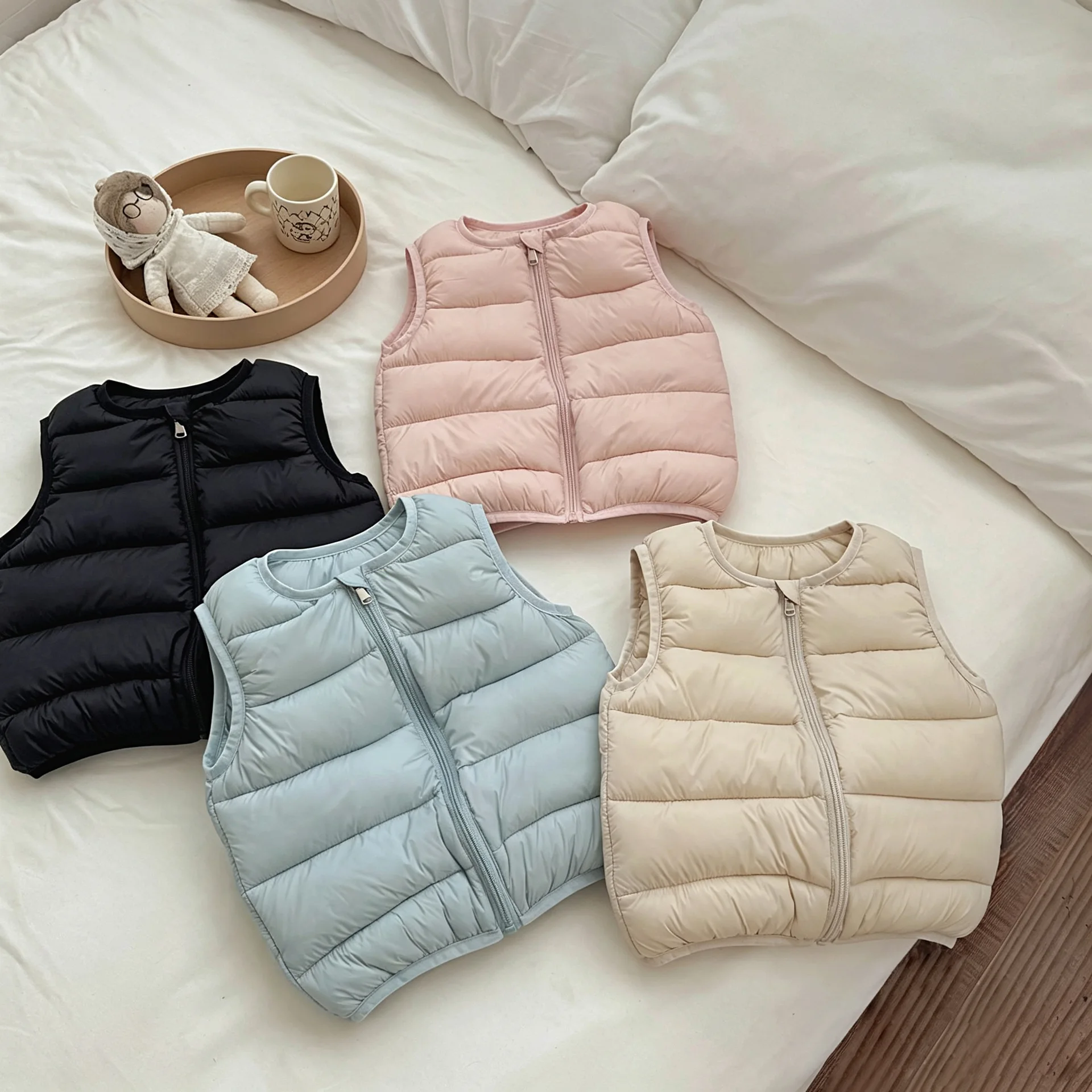 Koreanische Version der neuen leichten Daunenjacke für Kinder im Alter von 0-6 Jahren, Rundhalsweste, warm und vielseitig für Babys – Detail 3