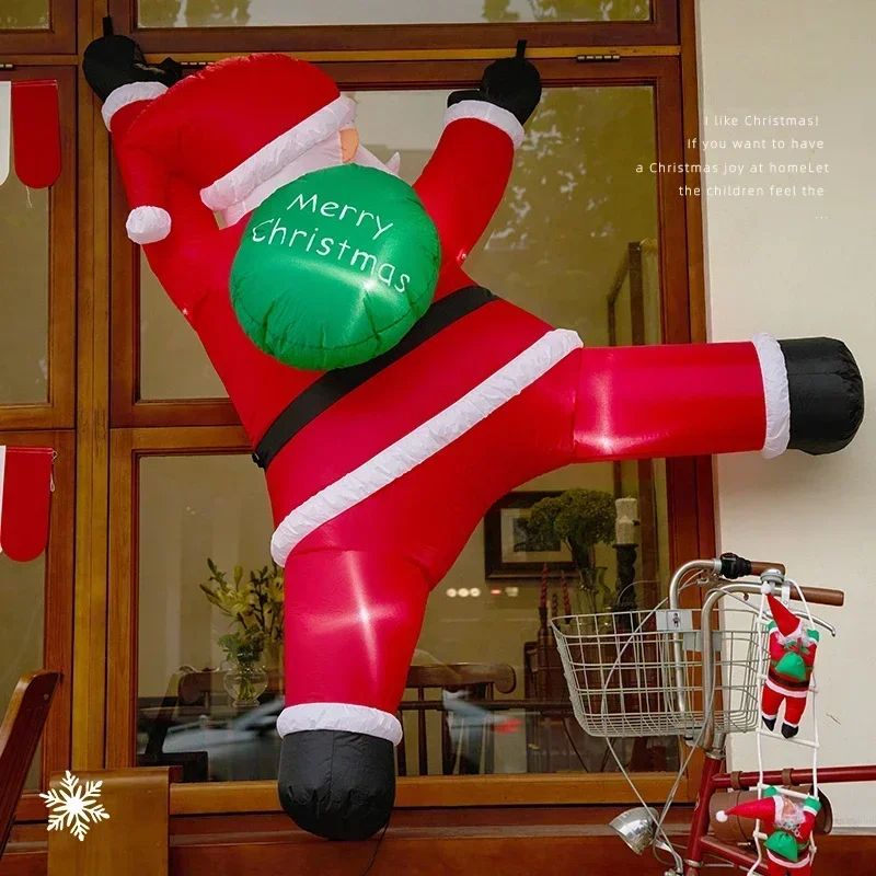 Christmas Decorations Climbing Windows Santa Claus Inflatable Air Model Theme Scene Decoration Pendants Hanging Decorations