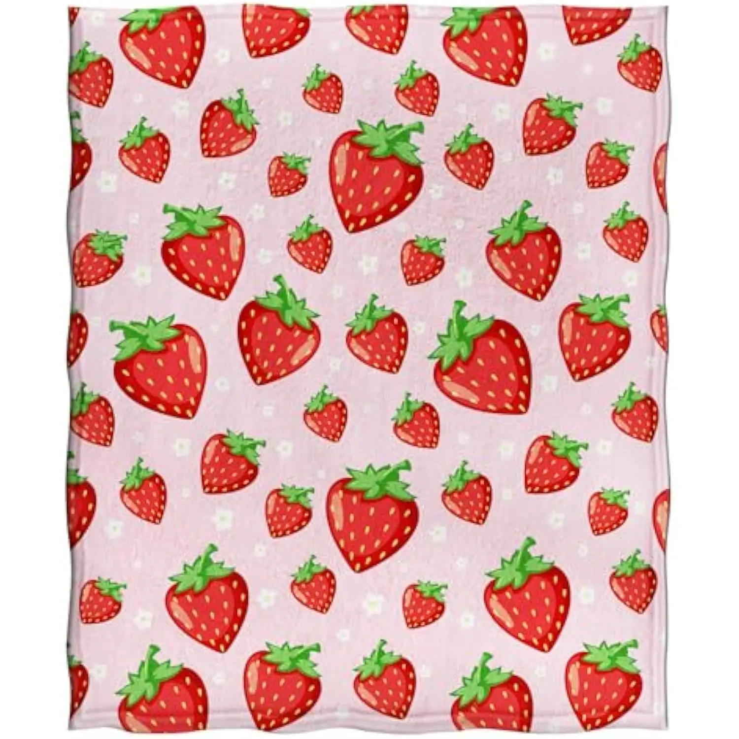 Strawberry Print Soft Plush Throw Blanket Fruit Theme Coral Fleece Couch Sofa Lap Blanket for Teens Girls