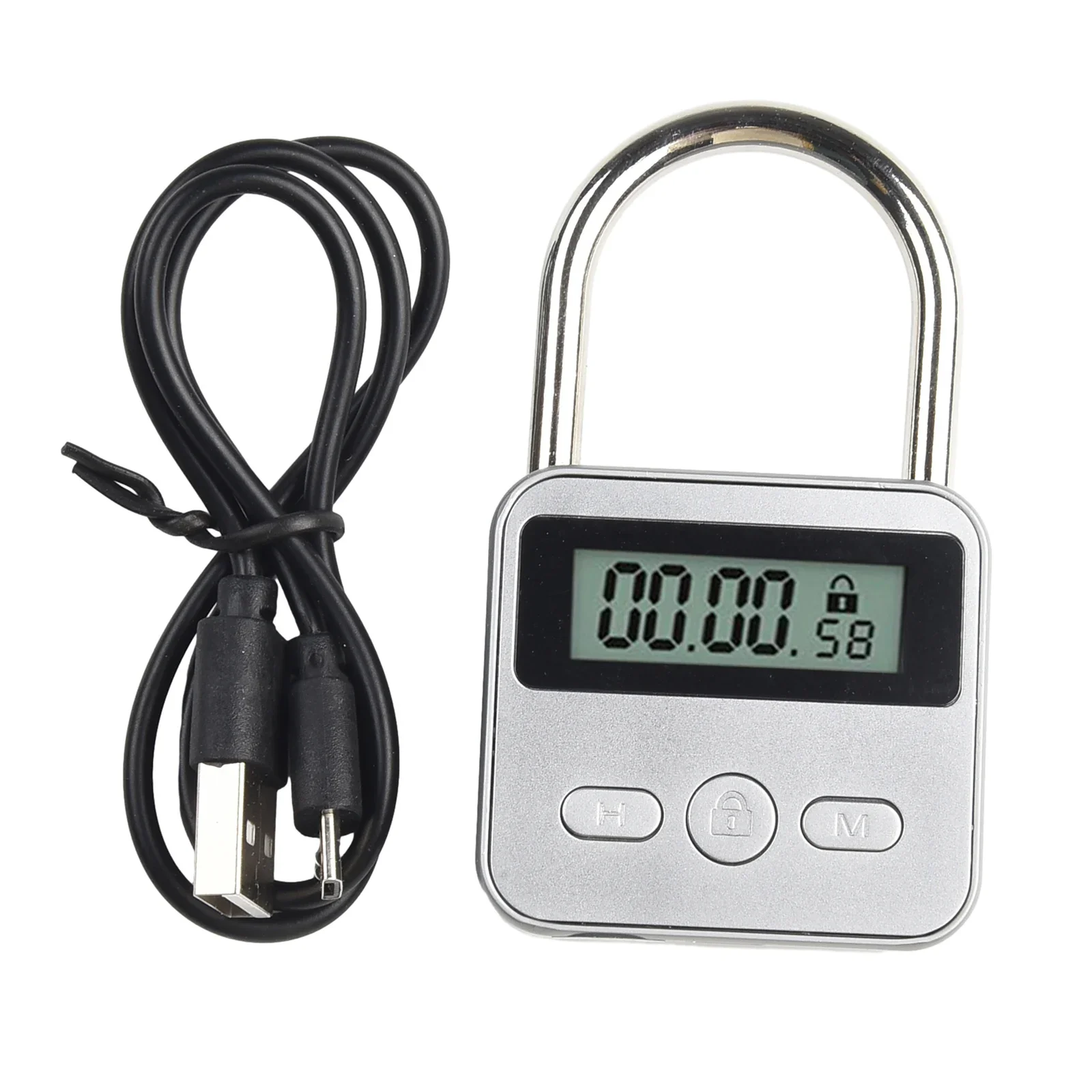 Timing Padlock Metal Timer Lock Electronic Time Heavy Duty Home Security LCD Display Time Lock USB Rechargeable