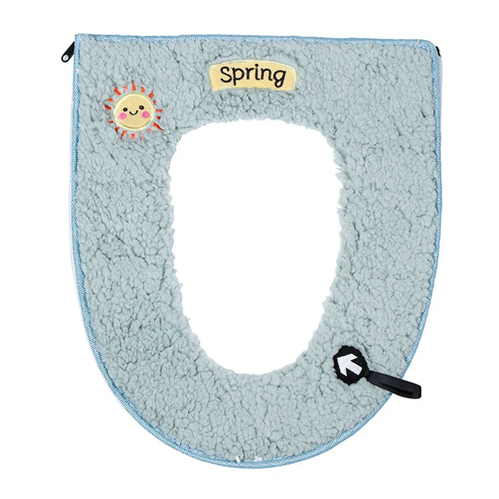 

Toilet Seat Cover Pads Universal Warm Soft Comfortable Easy Clean Reusable Thicken Sun Pattern Lint Mat First Grade Health Care