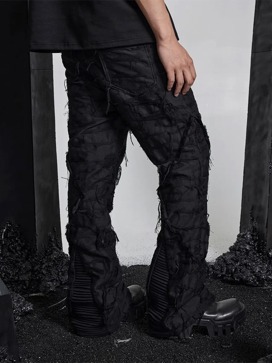 

Distressed Tassel Stitching Texture Avant-Garde Jeans Trousers Casual Pants for Men and Women