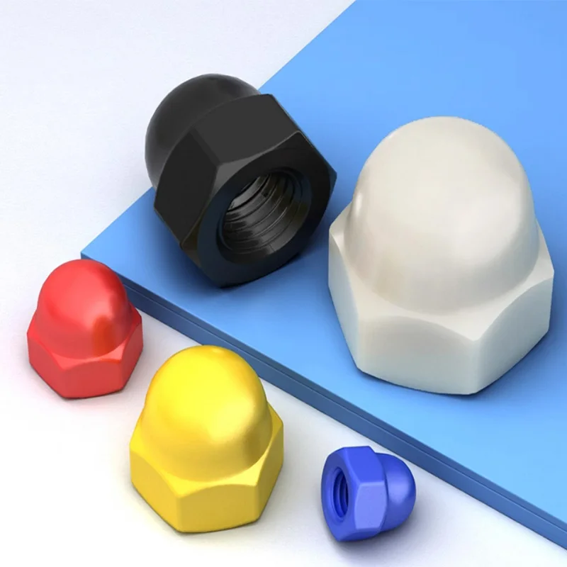 Hochwertige Nylonmuttern M3 - M20, Sechskantmuttern, dekorative Kappenmuttern