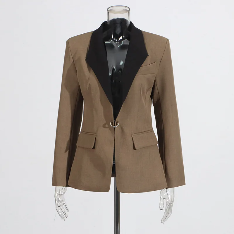 ZAMOR HIGH QUALITY Women's Color Block Contrast Blazer 2026 New Fashion Slim Fit Office Jacket