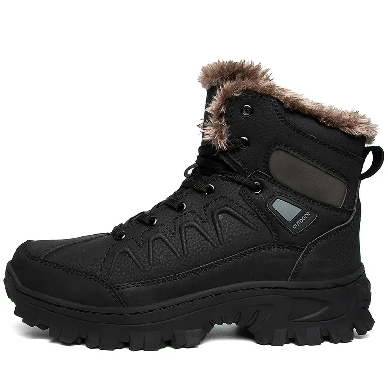 BETOOSEN Winter Warm Men Motorcycle Riding Snow Boots Outdoor Hiking Shoes Large Size Velvet Cotton