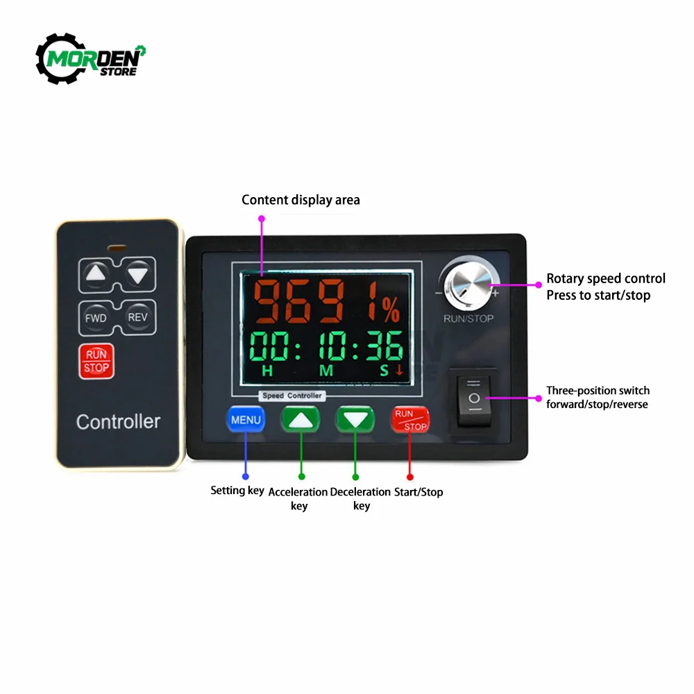 DC 10-55V 40A Wireless Remote Controller Motor Speed Controller Dual Speed Positive Reverse Rotation With Knob Speed Governor