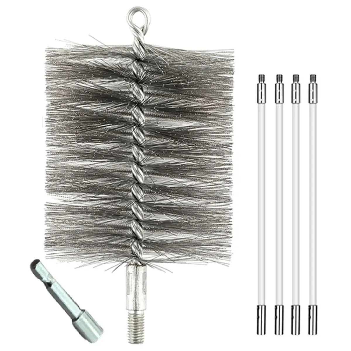 AB09 50-Inch Long Tent Wood Burning Stove Pipe Stainless Steel Cleaning Brush, and Chimney Cleaning Wire Brush