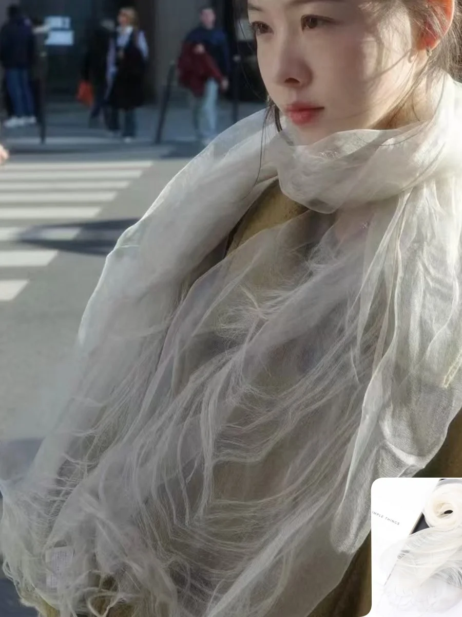 elegant-long-silk-euro-organza-scarf-for-women-pure-white-tassel-sunscreen-spring-summer-soft-comfortable-silk-shawl