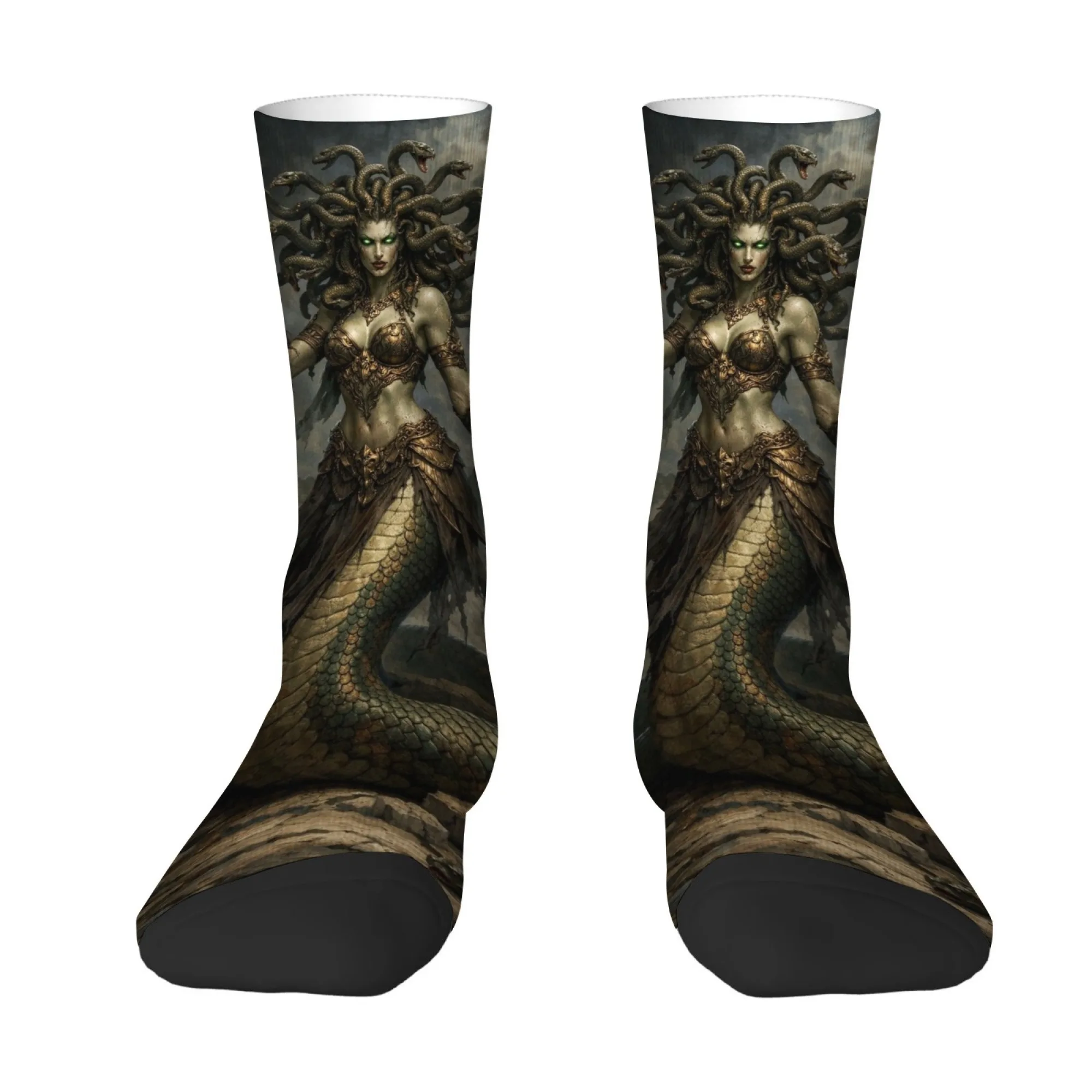Terrifying Medusa Crazy Hip-Hop Socks Novelty Funny Men's Socks Harajuku Retro Style Comfortable Casual Street Fashion Socks