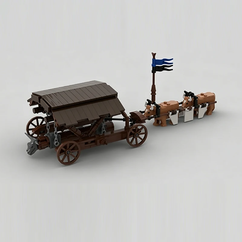 Medieval Castle Model MOC Building Bricks Enclosed Siege Chariot Modular Technology Gifts Holiday Assemble Children Toys Suit