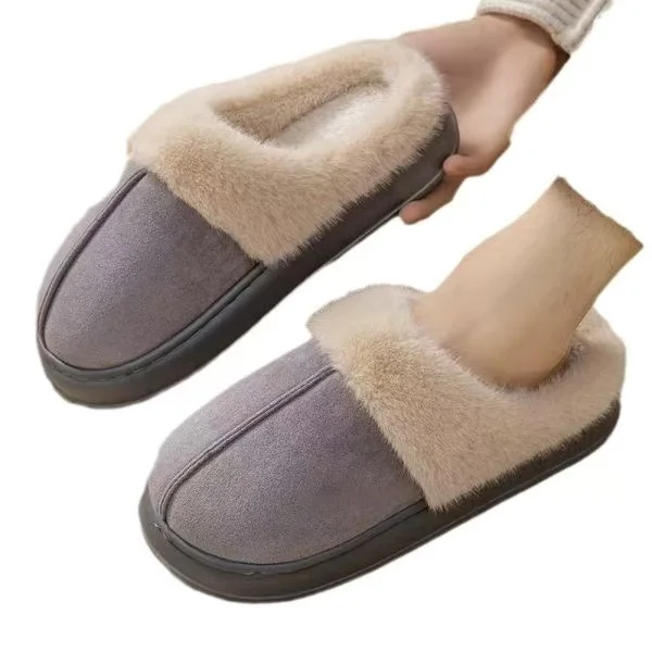 Fashion Women Fluffy Slippers for Autumn and Winter Indoor EVA Thick Sole Anti-Slip and Warm Unisex Slippers for Winter