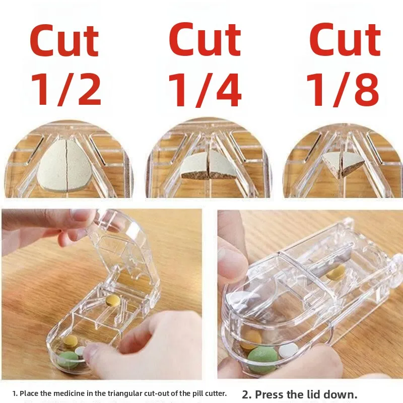 

Portable Medicine Cutter Tool Precise Splitter Four Quarters Tablet Cutter Personal Medicine Box Storage Organizer