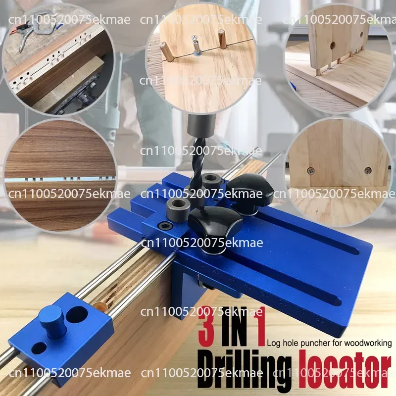 Three-in-one hole opener Wood board embedded parts Log tenon hole opener Board furniture Woodworking punching machine