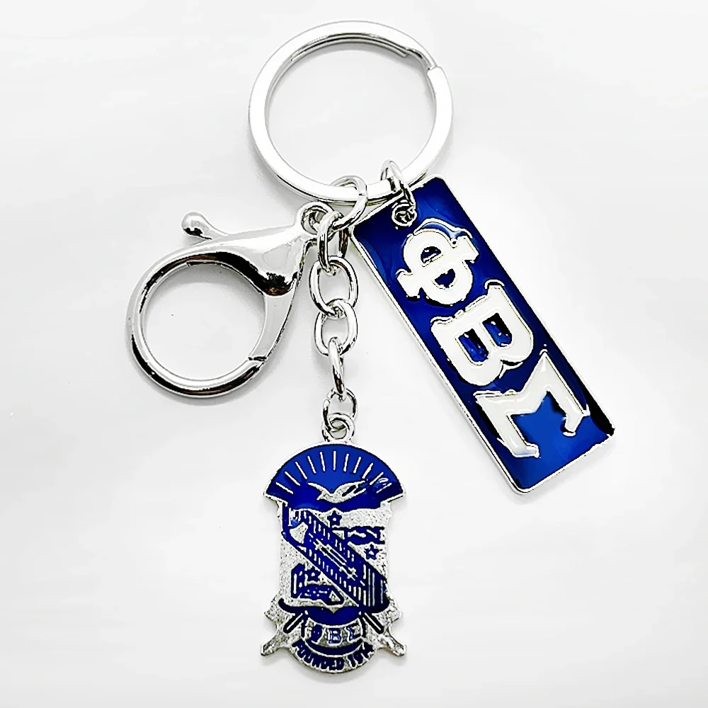 Fashion University Fraternity Society PHI BETA SIGMA Logo Letter Nameplate Pendant Metal Key Chains Key Chain