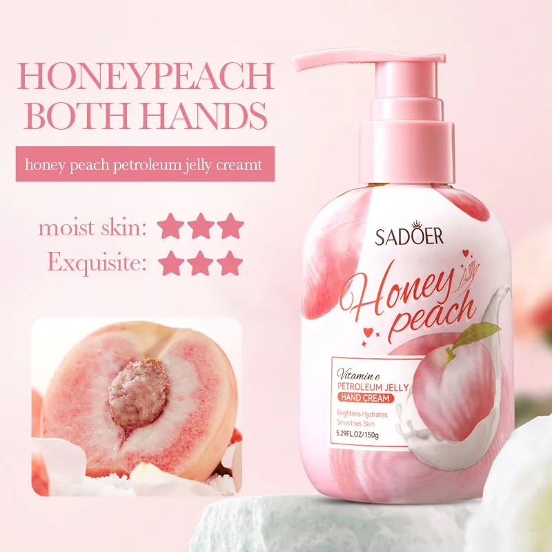 150g Honey Peach Vitamin E Vaseline Hand Cream, Hydrating and Lightweight Texture, Moisturizing and Non-Greasy, Nourishing and Smooth, Suitable for Various Skin Types