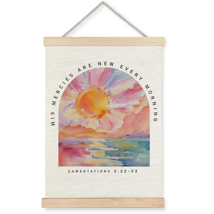 Inspirational Christian Wall Art Poster, His Mercies are New Every Morning Bible Verses Scripture Canvas Prints Office Church