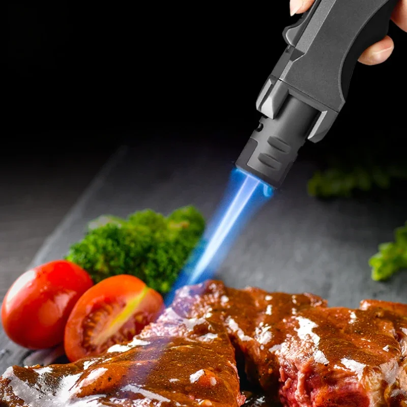 New JOBON Metal Outdoor Windproof Turbine Torch Strong Fire Power Blue Flame Straight Butane Gas Lighter Gas Kitchen BBQ Welding