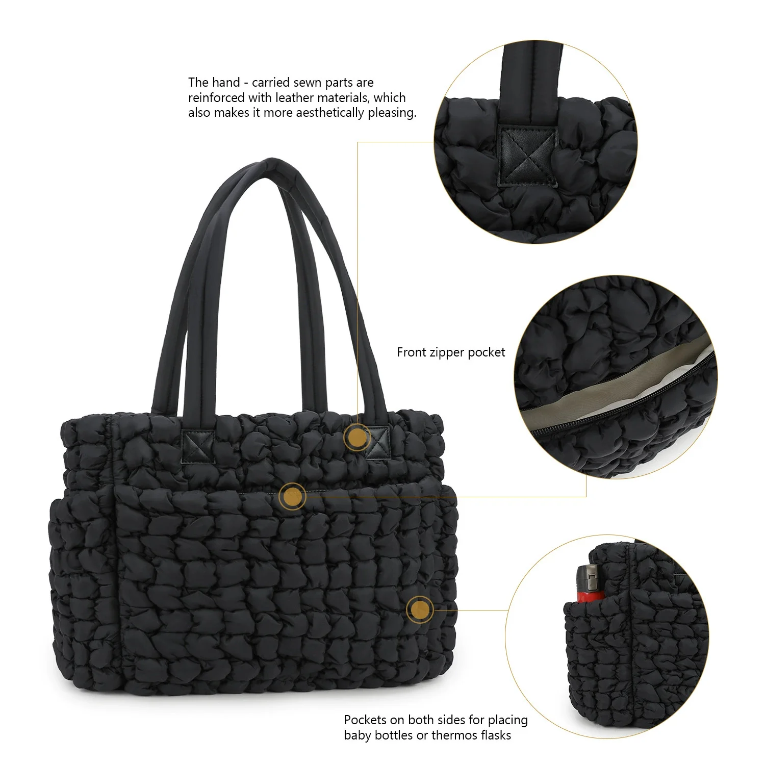 Waterproof Foldable Cloud Diaper Bag Large Capacity Bubble Shoulder Bag Urban Simple Style Nylon Fabric Baby Mother Tot Tote Bag