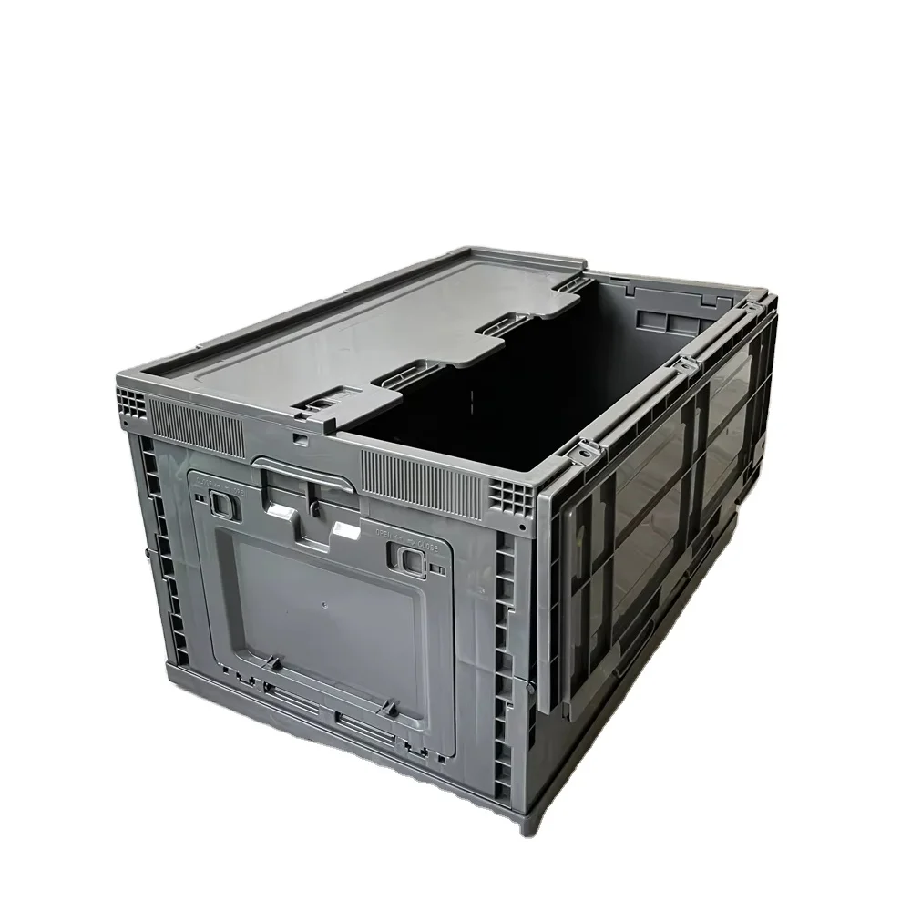 

80L Dark Grey Front Open Solid Box Hard Plastic Folding Storage Bin for Camping and Home Storage