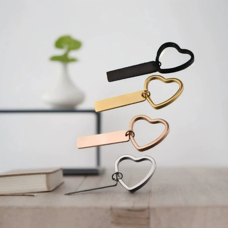 10Pcs Sweatshirt Blank Bar Keychain Stainless Steel Keyring Two Sides Mirror Polish Key Chain Custom Name Engrave Logo