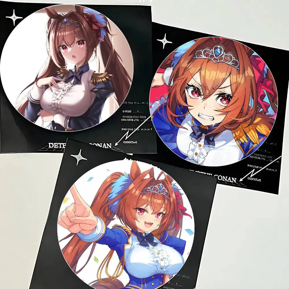 Daiwa Scarlet Anime Uma Musume Round Badge Lapel Pins For Backpacks Briefcase Laser Brooch Clothes Gifts