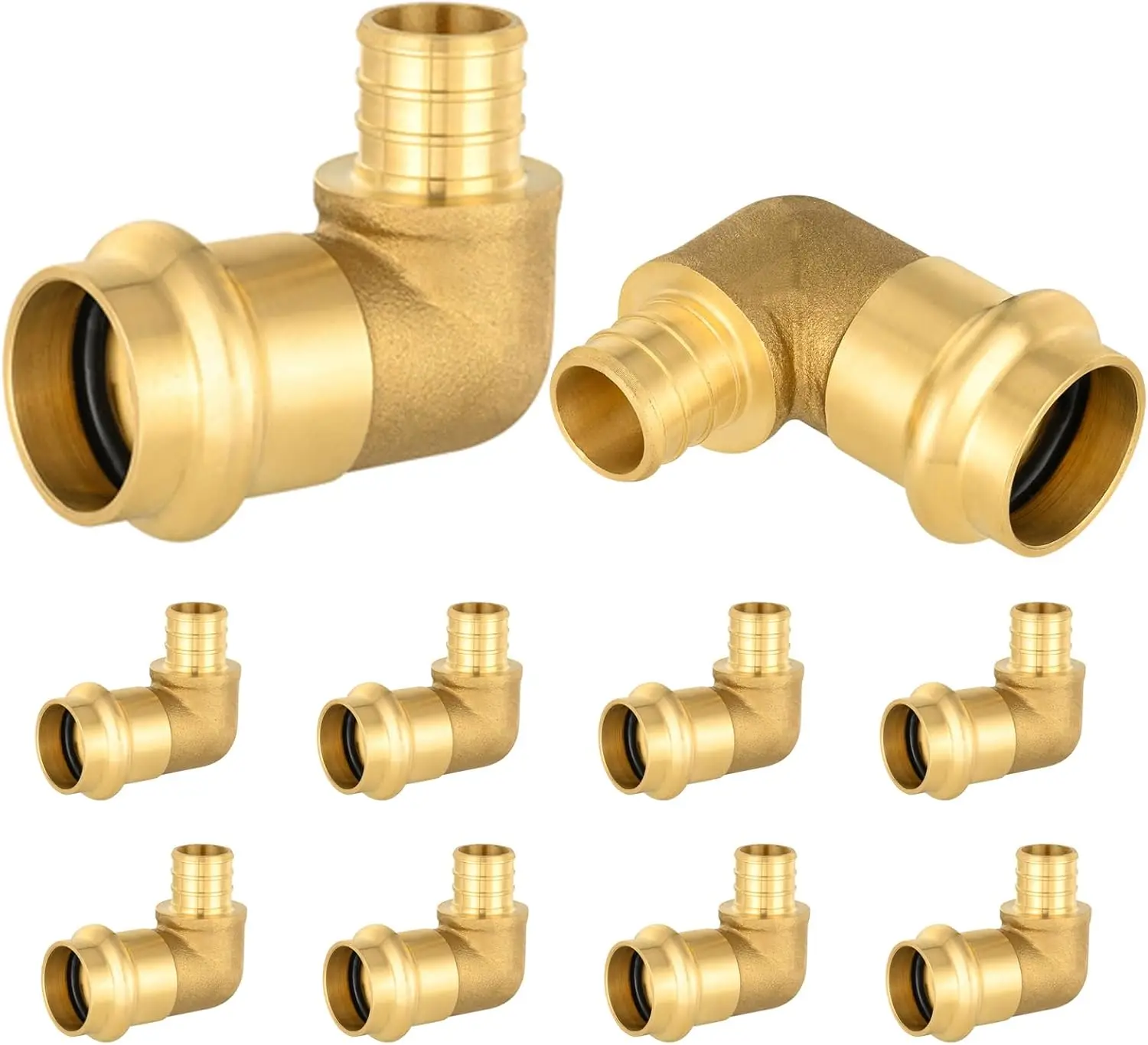 

Pack of 10 Brass Elbow Fittings for Copper and PEX Pipe Connections, 3/4 Inch Size
