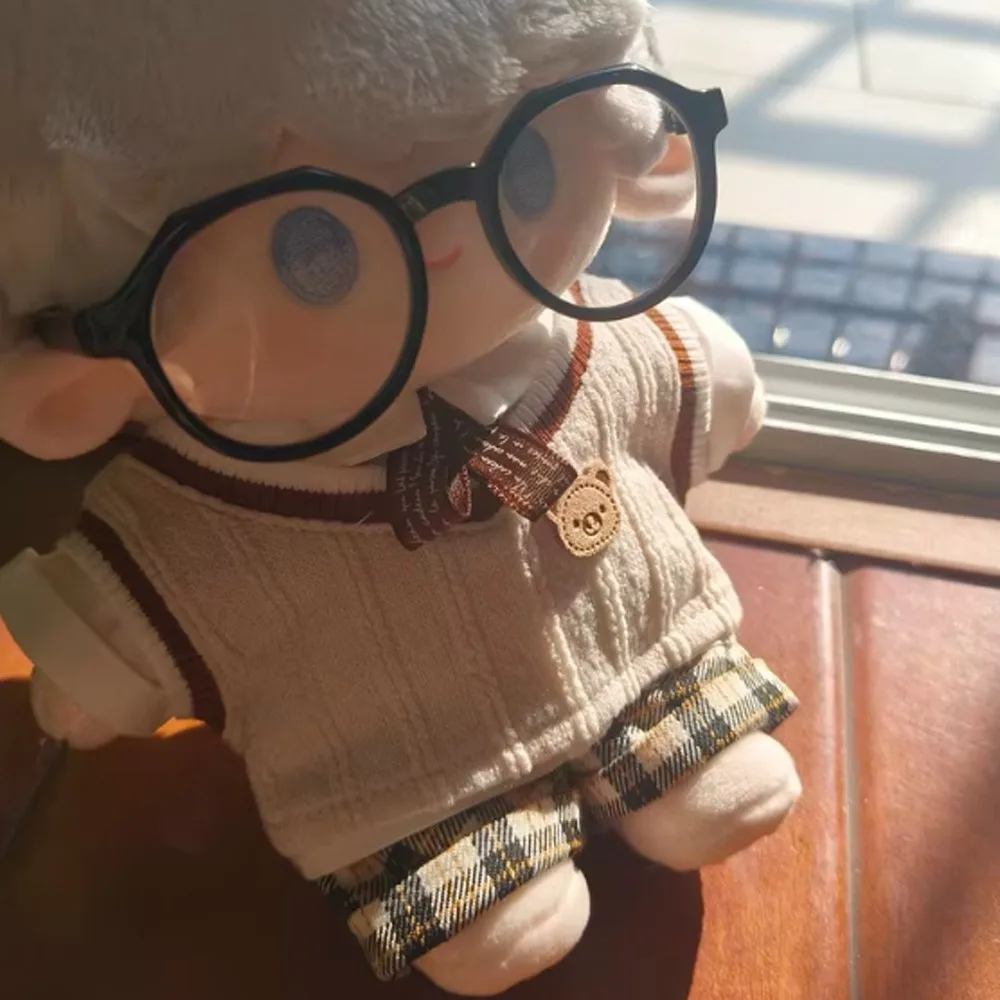 

1 set School Uniform 20cm Cotton Doll Clothes Knitted Vest Plaid Shorts Cotton Doll's Clothes Mini Fashion Plush Doll Clothes