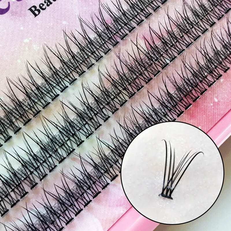 A/M Shape Premade Eyelashes Makeup Individual Lashes Cluster Spikes Lash Wispy Premade Russian Natural Fluffy False Eyelashes