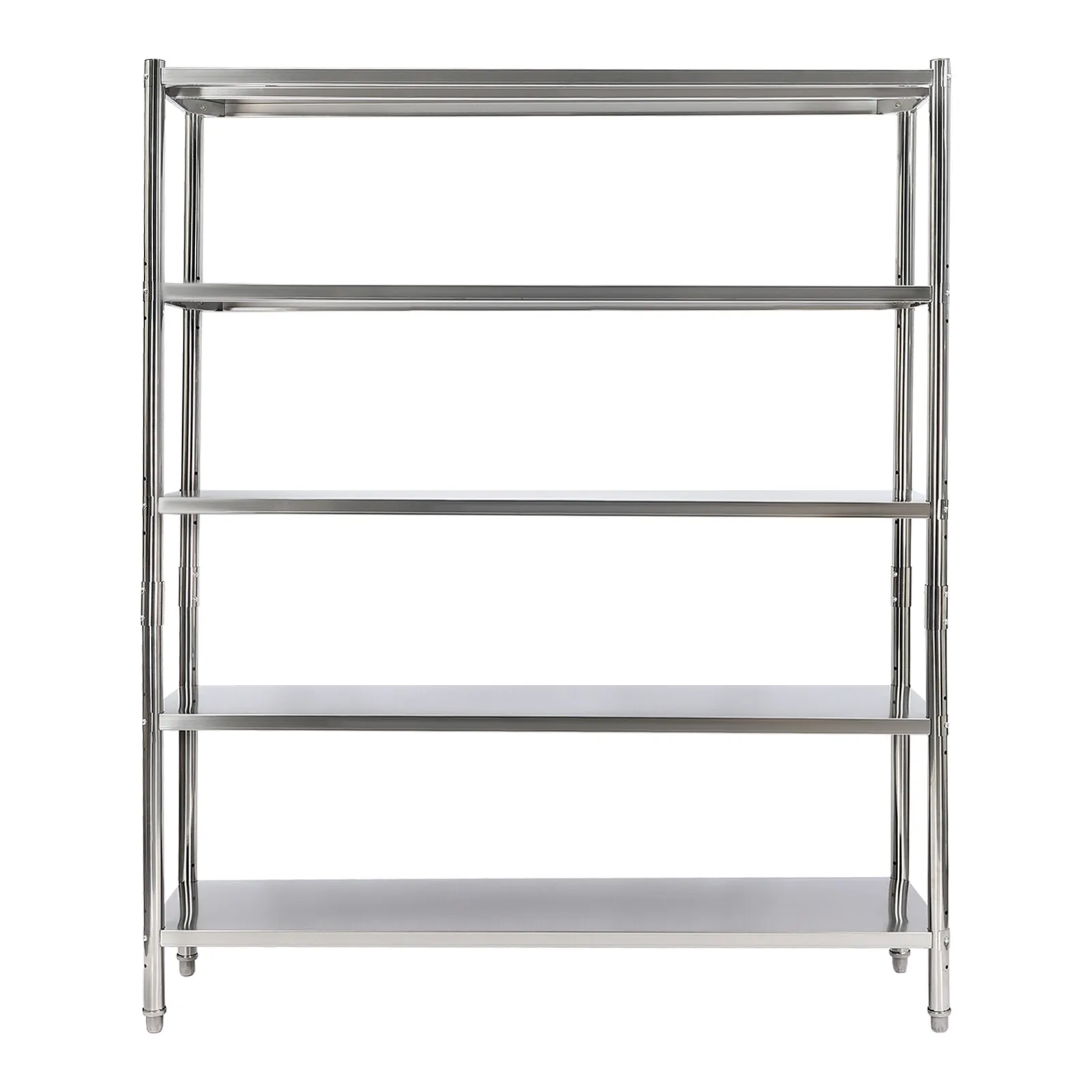 رف من الفولاذ المقاوم للصدأ مكون من 5 طبقات، رف تخزين قابل للتعديل، رفوف شديدة التحمل من الفولاذ المقاوم للصدأ
