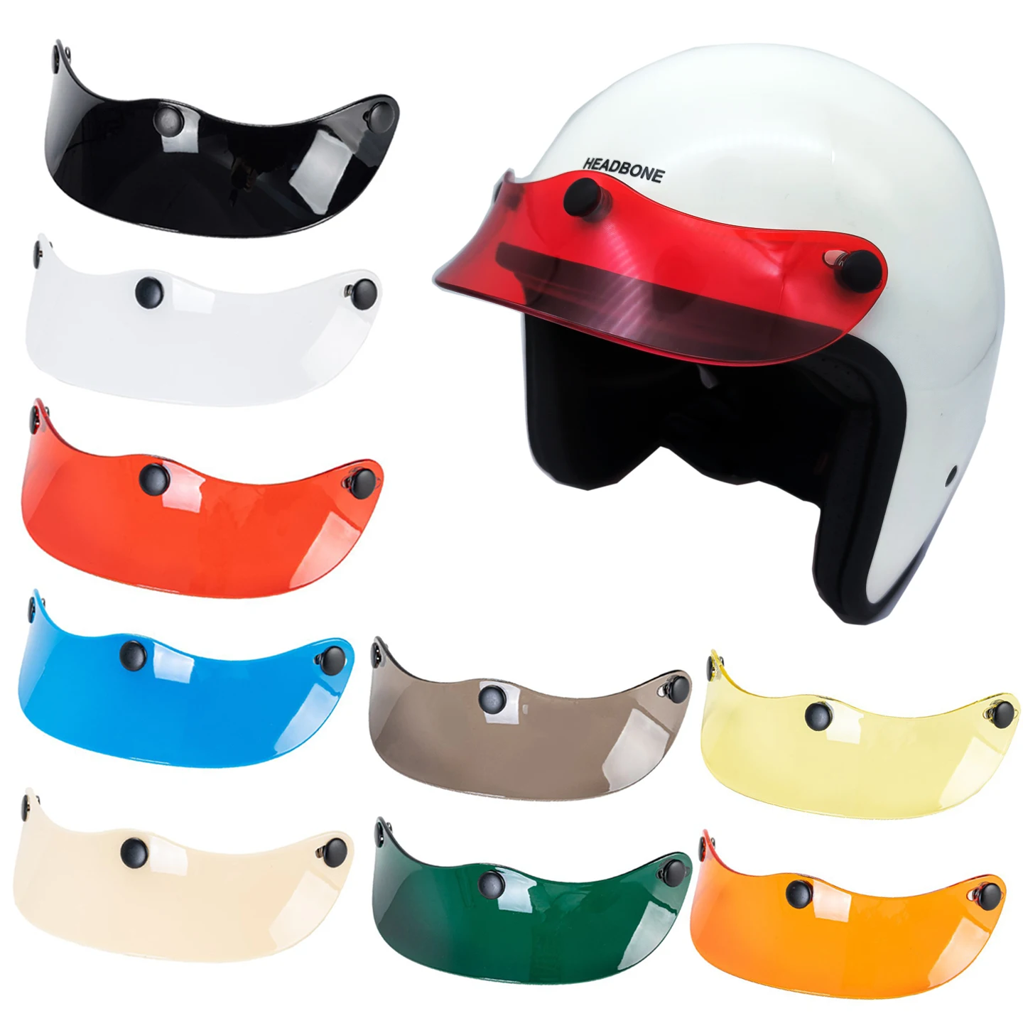 

Винтажный мотошлем, козырек, щит, линза, солнцезащитные поля, 3-контактная пряжка для ретро-мотоцикла, шлем с открытым лицом, мотокросс, японский стиль