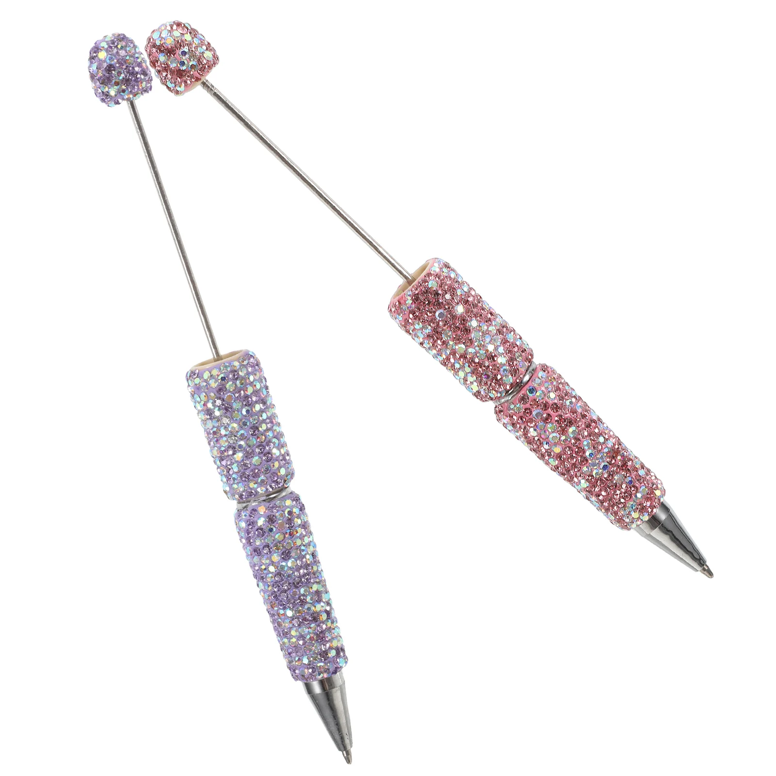 

2 шт. металлические ручки с бисером, шариковые ручки со стразами и кристаллами, блестящие письменные принадлежности для женщин, студентов, офиса, школьные принадлежности