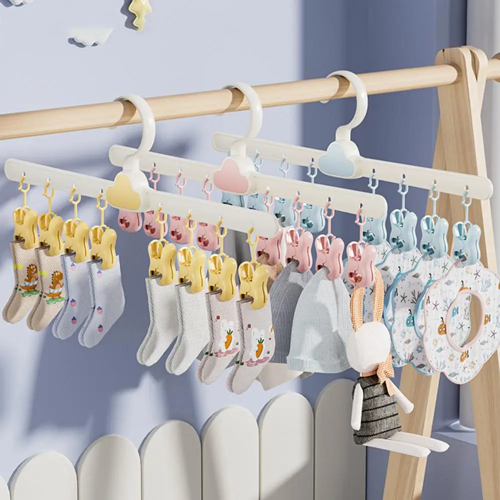 Clouds Sock Clip Organizer Space-Saving with 8 Clips Easy-to-use Multi-purpose Anti-fall Closet Organization Hanger Clips