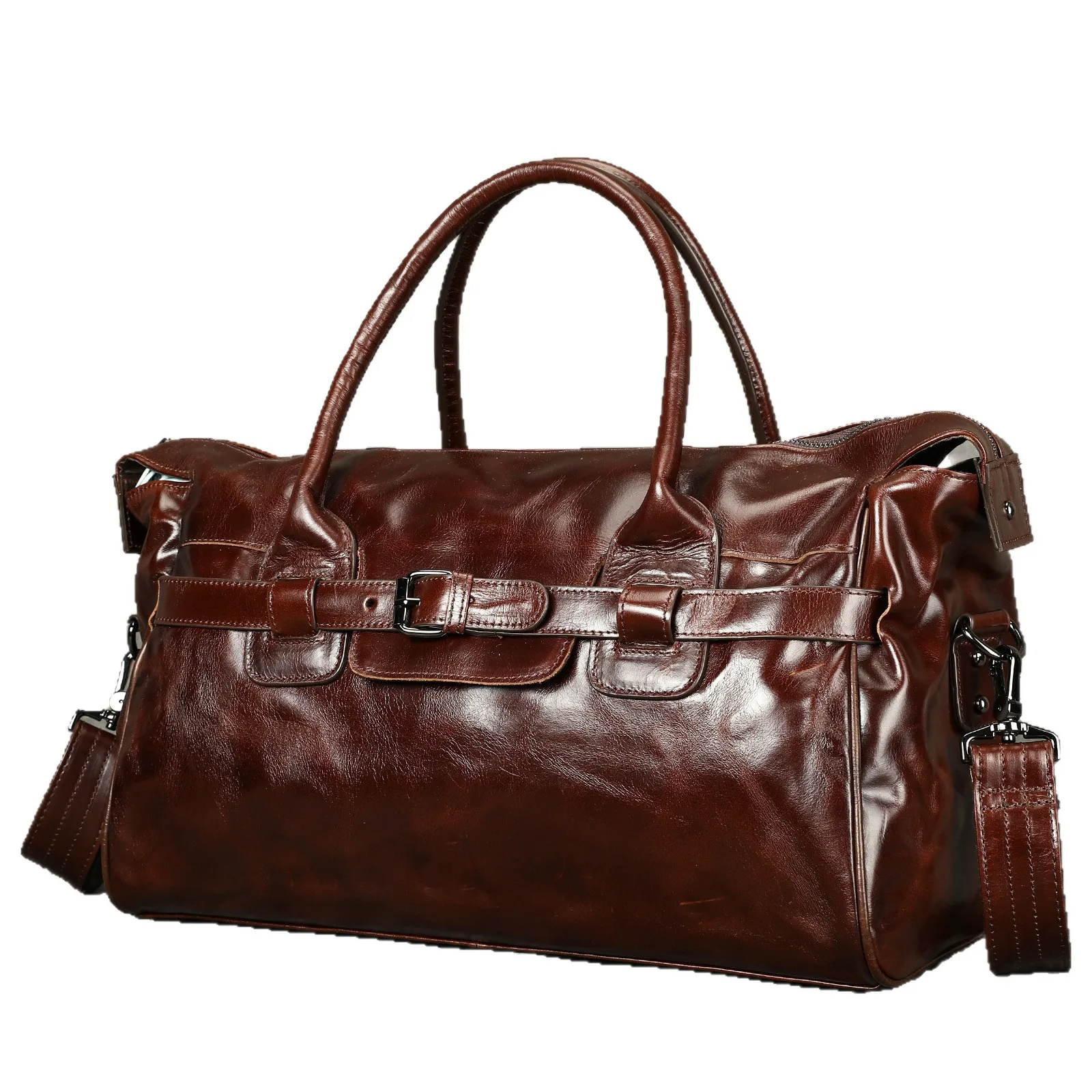 

Дорожная сумка из натуральной кожи большой вместимости из вощеной кожи для премиум-класса, универсальная сумка через плечо в стиле ретро для деловых поездок