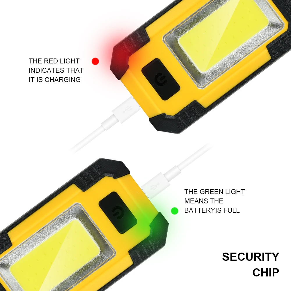 Lanterna led recarregável multifuncional portátil tocha cob luz de trabalho com ímã acampamento ao ar livre lanterna power bank