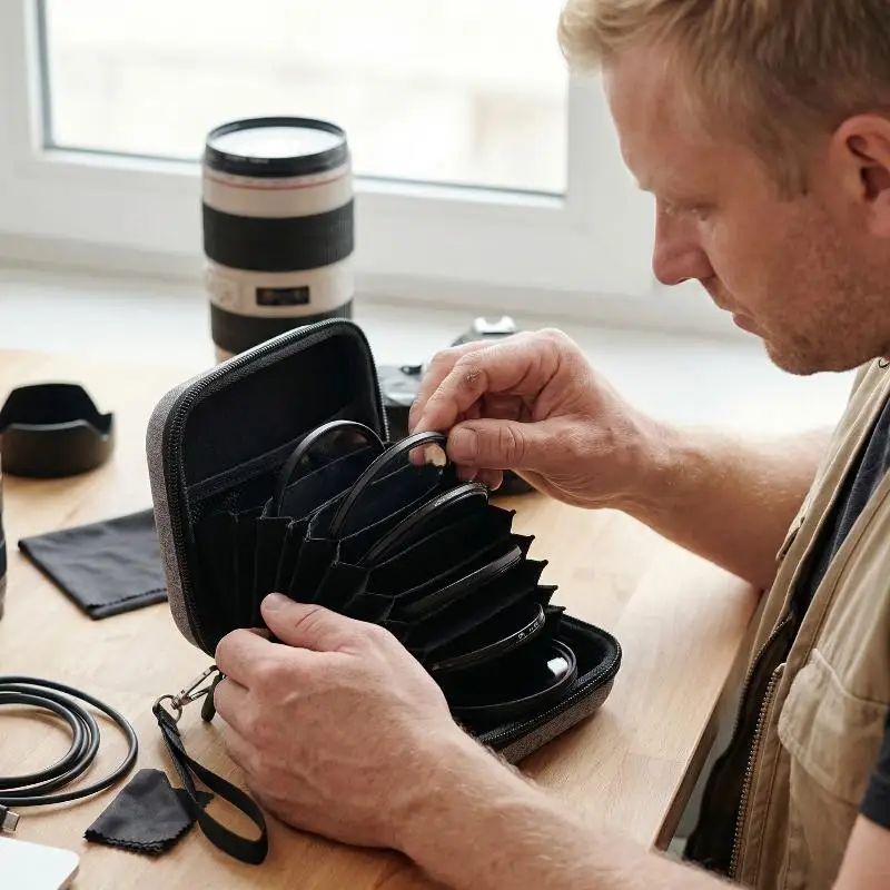 Camera Lens Hard Filter Storage Case Box Water Resistant Shockproof Dust Proof Carrying Bags Expanding Dividers