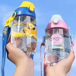 UZSPACE Water Bottle With Straw Kids Outdoor Portable Leakproof Sport Bottle for Baby Feeding Cups Eco-friendly Tritan BPA Free