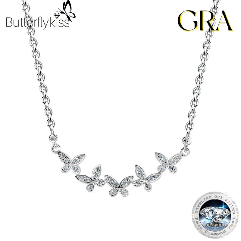 

Butterflykiss модное женское ожерелье с муассанитом и бабочкой, ювелирные изделия из стерлингового серебра 925 пробы, ожерелье с подвеской из муассанита для женщин