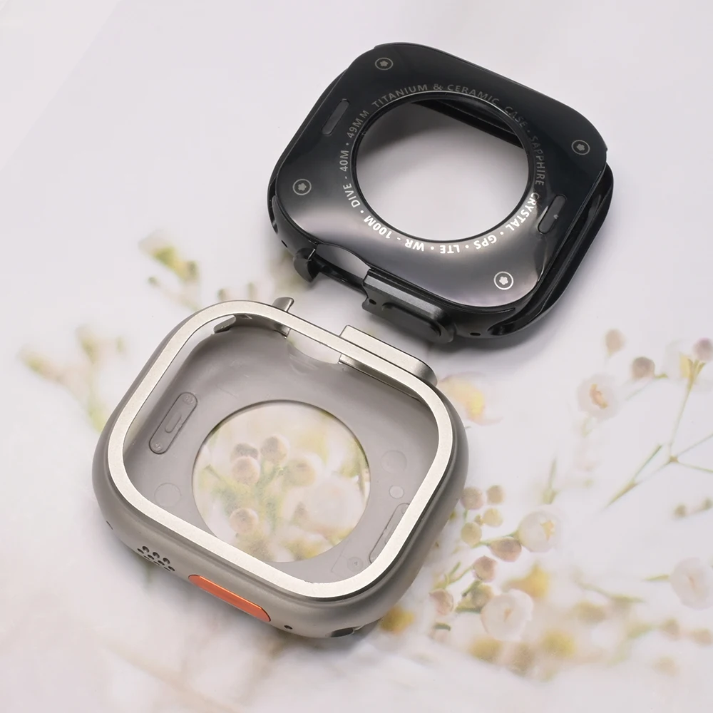 เคสสีไทเทเนียมสำหรับ Apple Watch Ultra 3 2 Series 11 10 46 มม. พร้อมฟิล์มกันรอยหน้าจอโลหะสำหรับ iwatch 9 8 7 45 มม. 6 5 4 SE 44 มม.