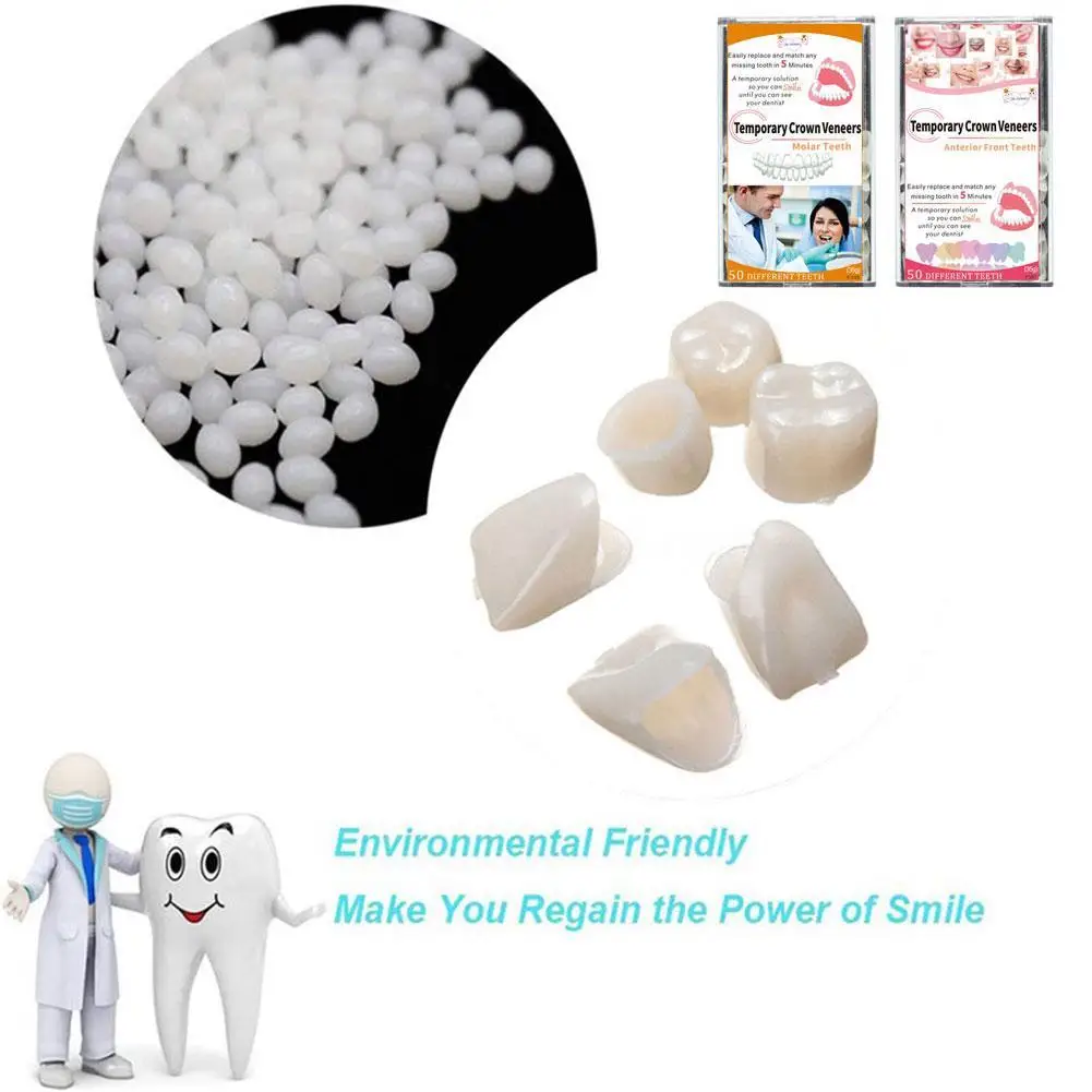 50PCs Dental Crowns Teeth Veneers Temporary Crown Anterior Posterior Front Molar Missing Repair Dentistry Tooth Whitening Tools