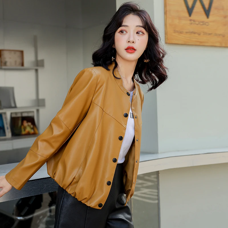   닝 진짜 가죽 재킷 여성용 2025 봄 가을 신상품 천연 가죽 코트 다용도 루즈핏 슬림핏 소형