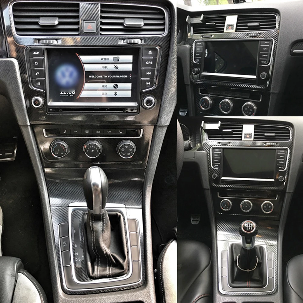 Carbon Fiber Interior car Sticker For Volkswagen Golf 7 2014-2020 Central Console Gear Shift Panel Door Handle Cover Trim