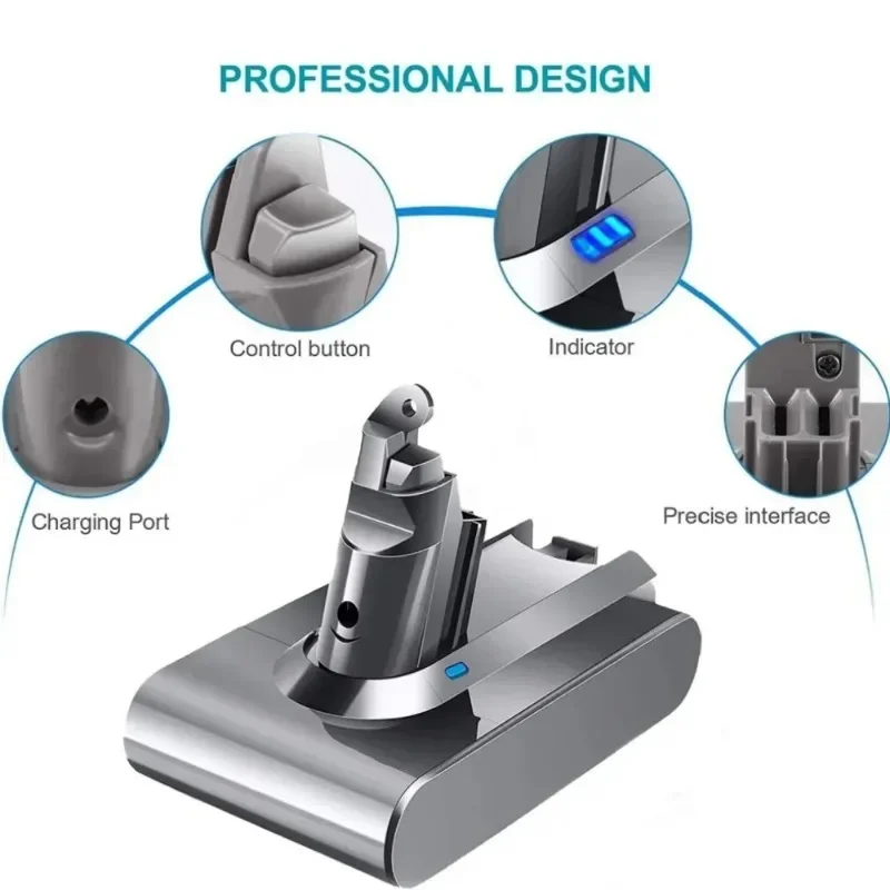 21.6V 60000mAh High-Quality Lithium Suction Battery Compatible with Dyson V6 DC58 DC59 DC62 DC74 SV09 SV07 SV03 965874-02 L30 Mo