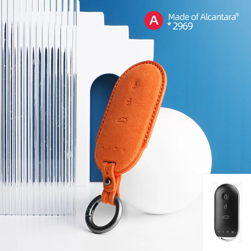 

Автомобильный брелок для Aito M5 M7 Smart Remote Keychain Алькантара замшевый чехол 2022 2023 2024 3 кнопки защитные аксессуары для корпуса